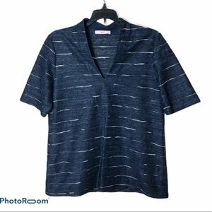 Leggiadro Linen Blue White Top Sz 8